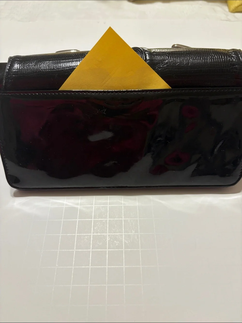 Cole Haan Black Patent Double-Pocket Wristlet Clutch